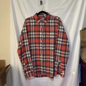 J Crew Mens Large Red Blue Plaid Flannel Shirt Slim Fit